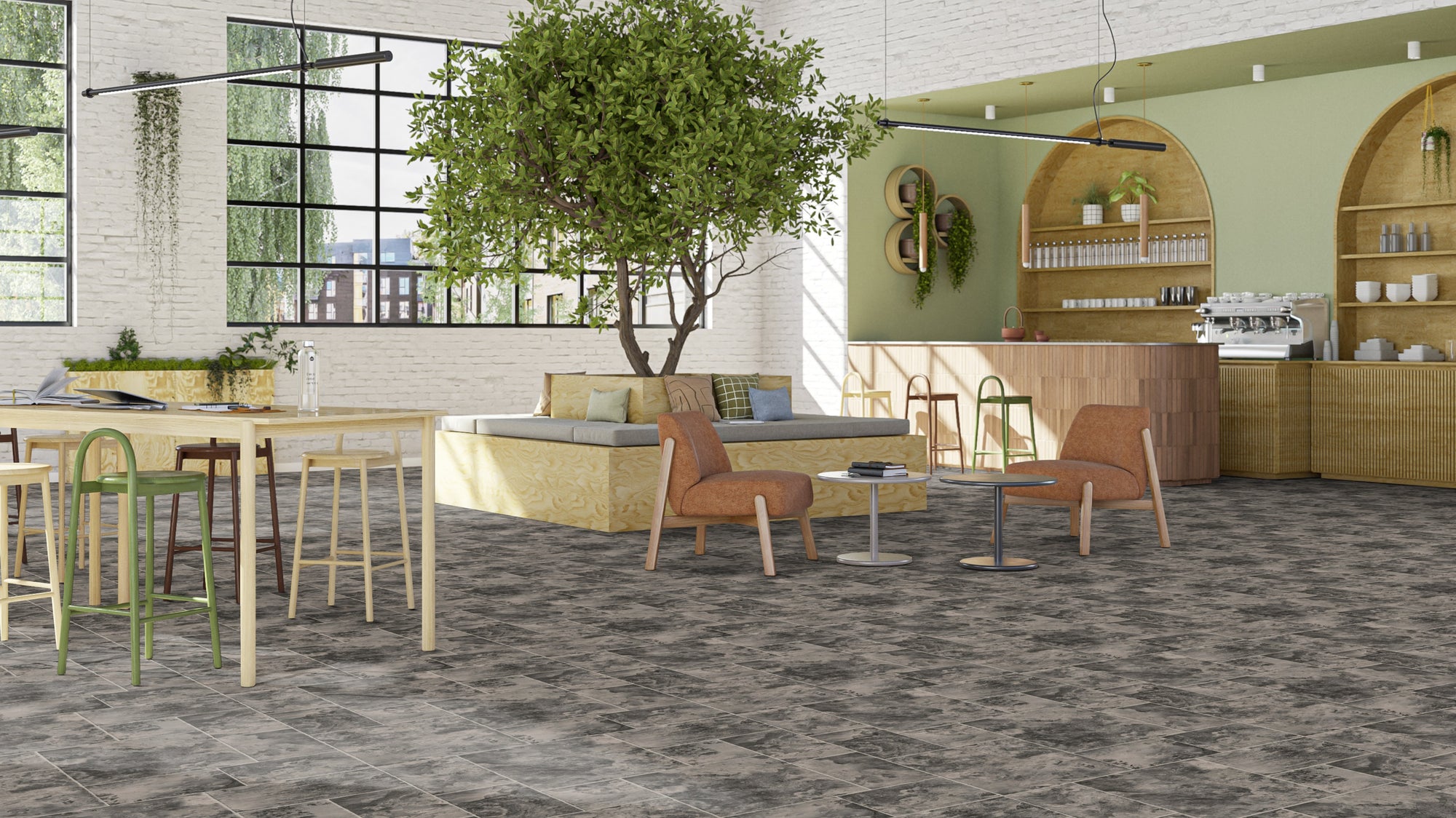 VINYL FLOORING - ICONIK 260 - Rustic Slate DARK BLACK TVF - 27123041