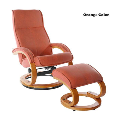 Swivel Recliner Chair With Ottoman Chaise Lounge Armchair Orange Color