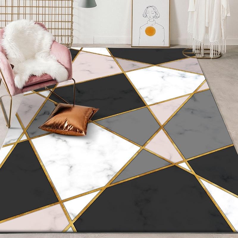 Black Yellow Geometric Rug Sprg708 Area Rugs