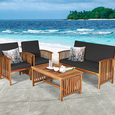 Spectra Sofa:  4Pcs Patio Solid Wood Furniture Set Sposf18 Sofa