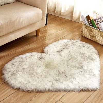 Sheep Skin Heart Rug Sprg704 30X40Cm Long Velvet / China White And Black Area Rugs