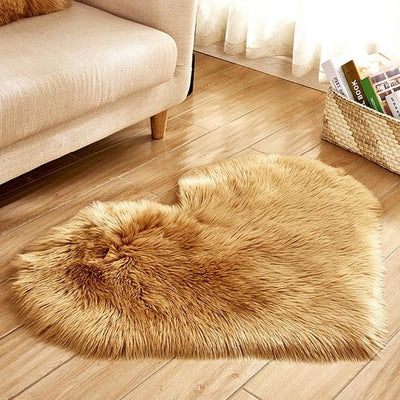 Sheep Skin Heart Rug Sprg704 30X40Cm Long Velvet / China Khaki Area Rugs