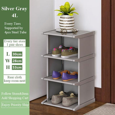 Vertical Shoe Rack Dustproof Cabinet Easy Assembly Organizer Shelf Space-Saving Conner Closet Holder