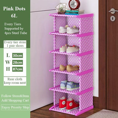 Vertical Shoe Rack Dustproof Cabinet Easy Assembly Organizer Shelf Space-Saving Conner Closet Holder