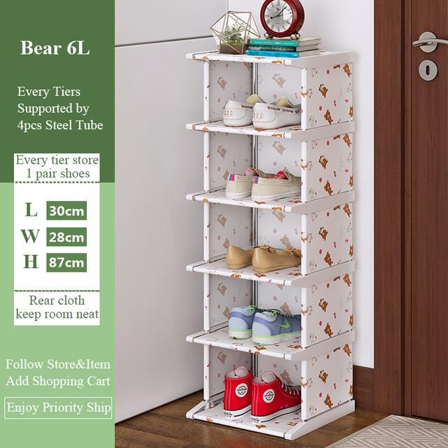 Vertical Shoe Rack Dustproof Cabinet Easy Assembly Organizer Shelf Space-Saving Conner Closet Holder