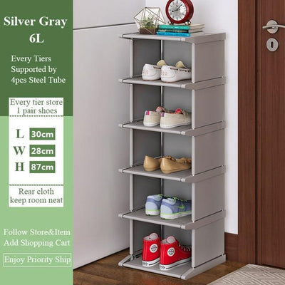 Vertical Shoe Rack Dustproof Cabinet Easy Assembly Organizer Shelf Space-Saving Conner Closet Holder