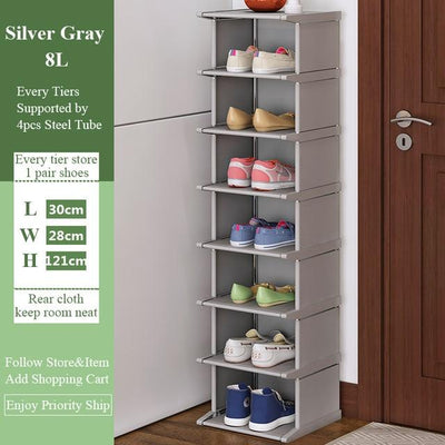 Vertical Shoe Rack Dustproof Cabinet Easy Assembly Organizer Shelf Space-Saving Conner Closet Holder