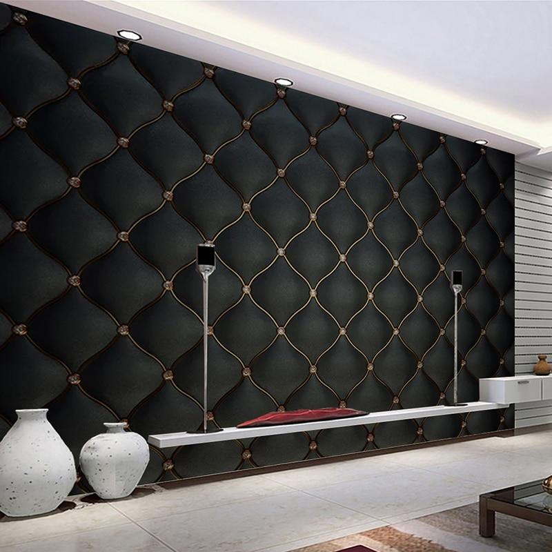 3D Black Luxury Leather Photo Wallpaper Wall Paper