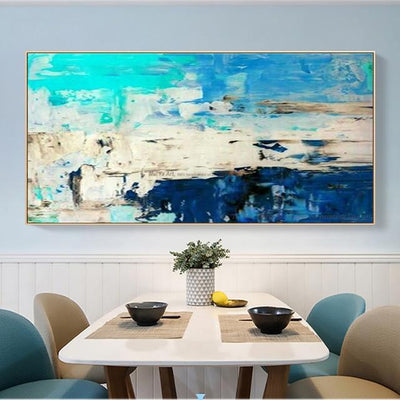 Wall Art:  Vertical Canvas Painting Spwa1563 70X140Cm No Frame / Deep Blue Paintings